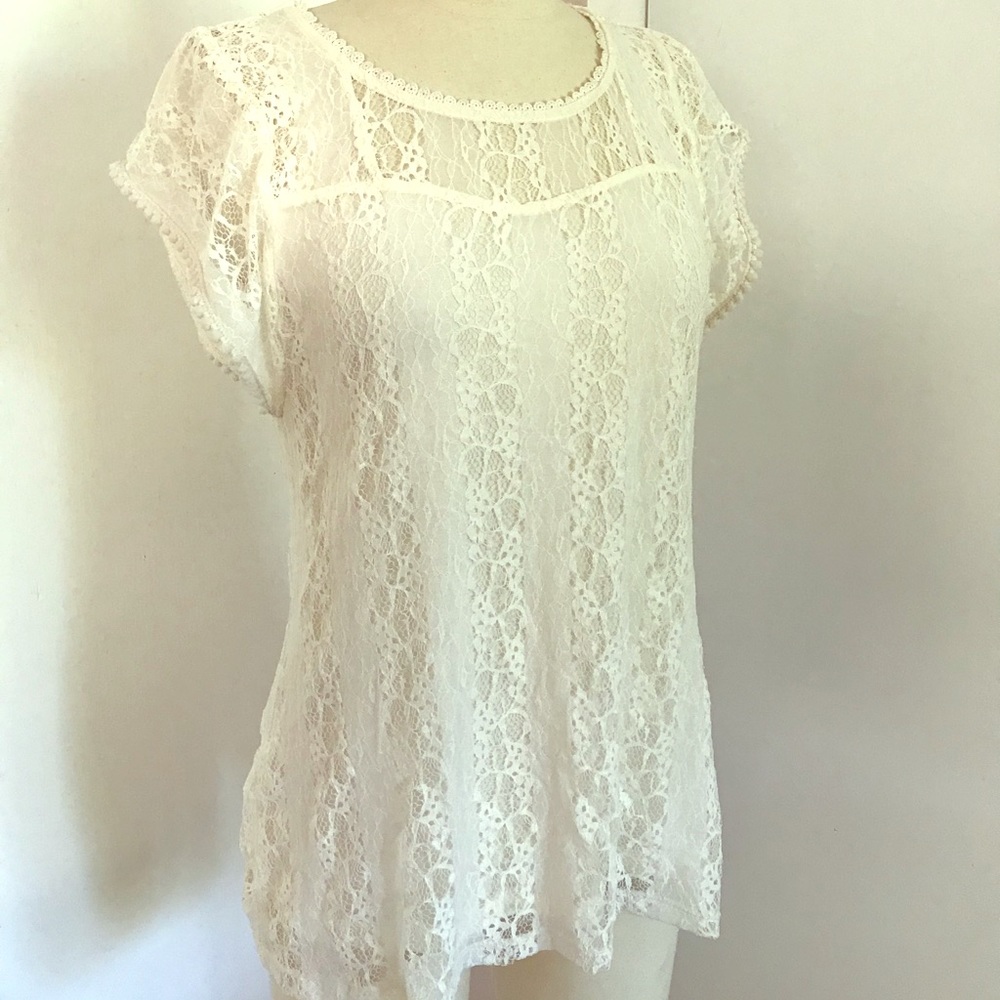 Live and Let Live Cream Lace Top